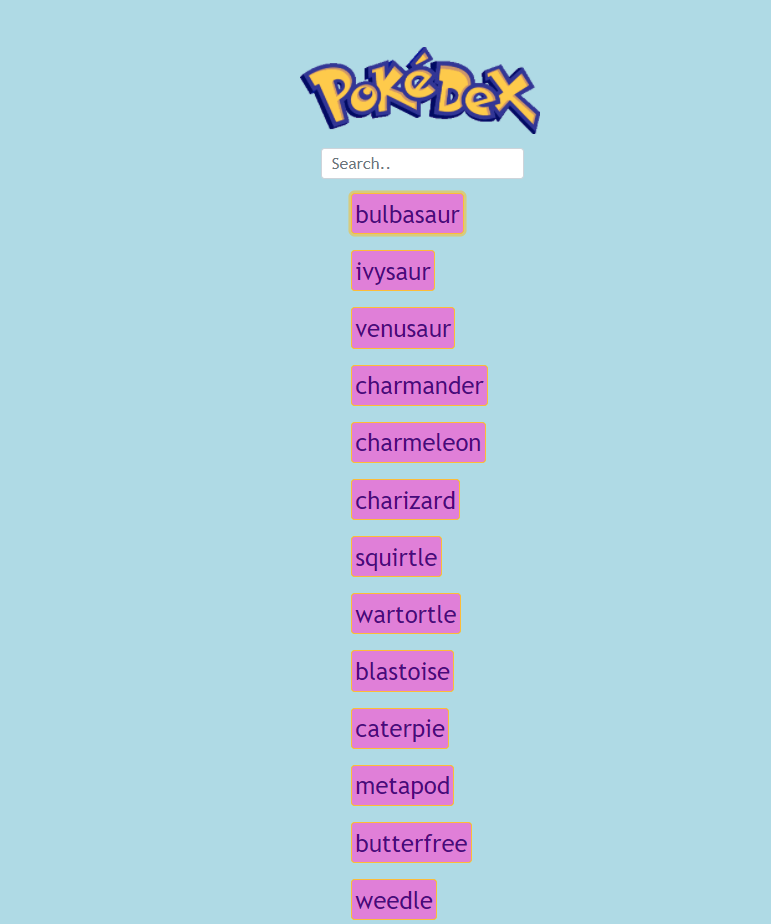 Pokedex screenshot 1: Main screen.